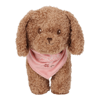 Plush dog in a bag