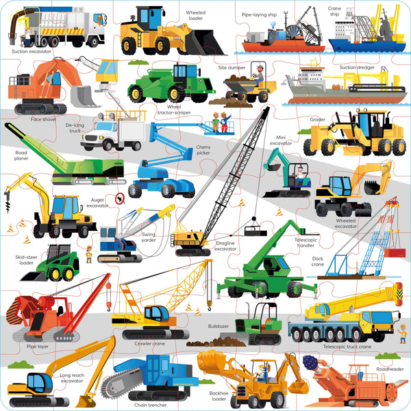 BOOK AND JIGSAW: DIGGERS AND CRANES