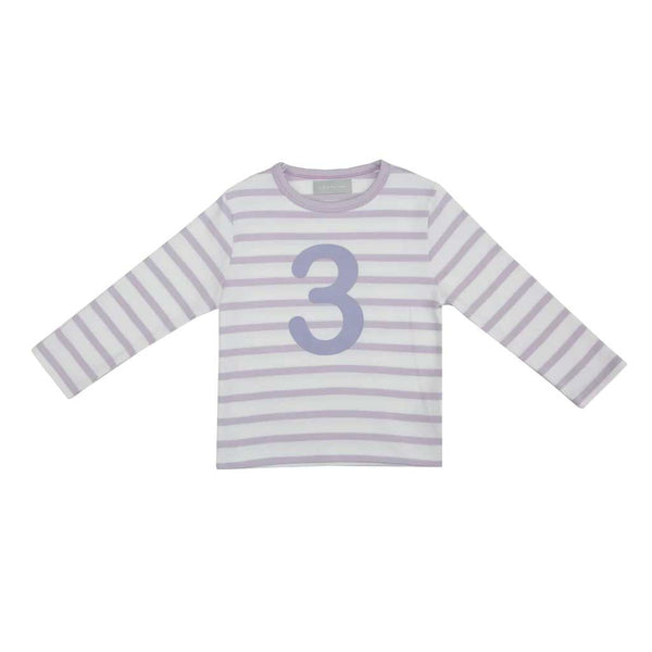 PARMA VIOLET & WHITE BRETON STRIPED NUMBER 3 T SHIRT