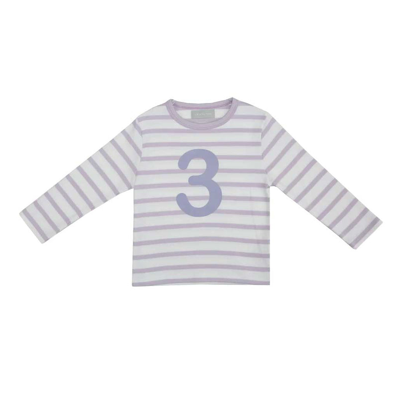 PARMA VIOLET & WHITE BRETON STRIPED NUMBER 3 T SHIRT