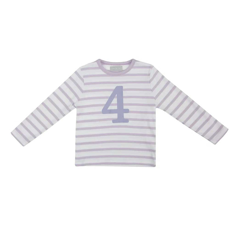 PARMA VIOLET & WHITE BRETON STRIPED NUMBER 4 T SHIRT