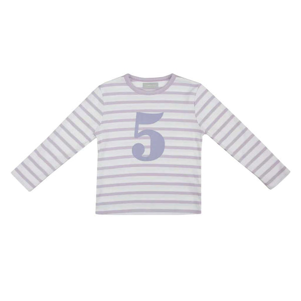 PARMA VIOLET & WHITE BRETON STRIPED NUMBER 5 T SHIRT