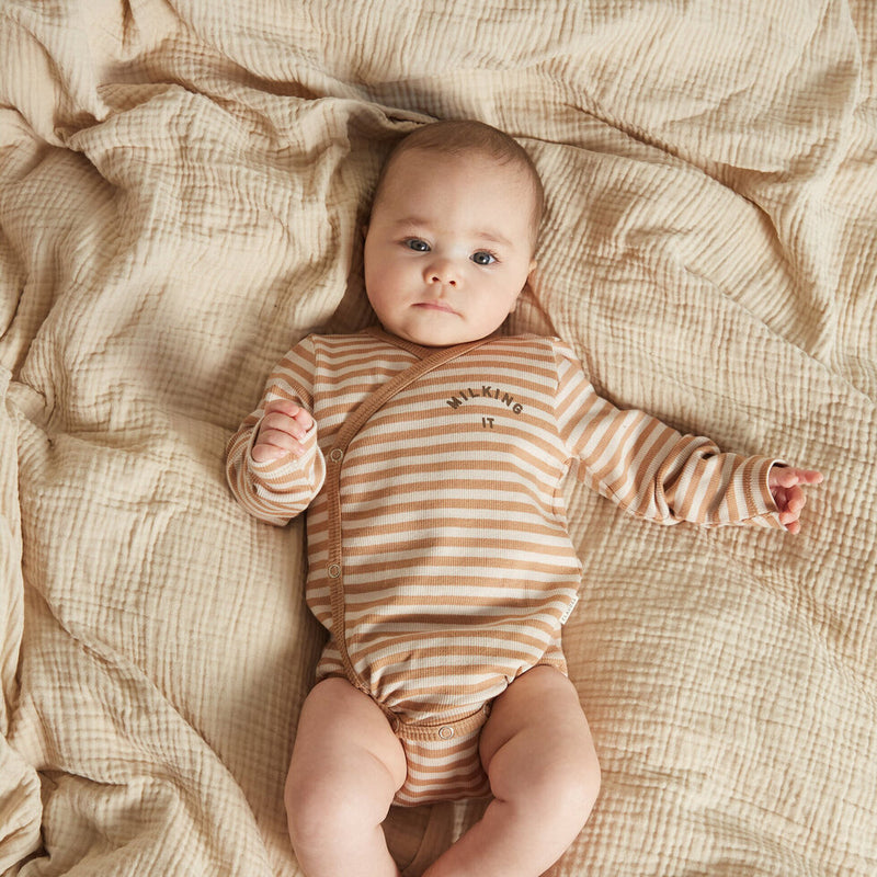 Trevi Clay Stripe Wrap Bodysuit