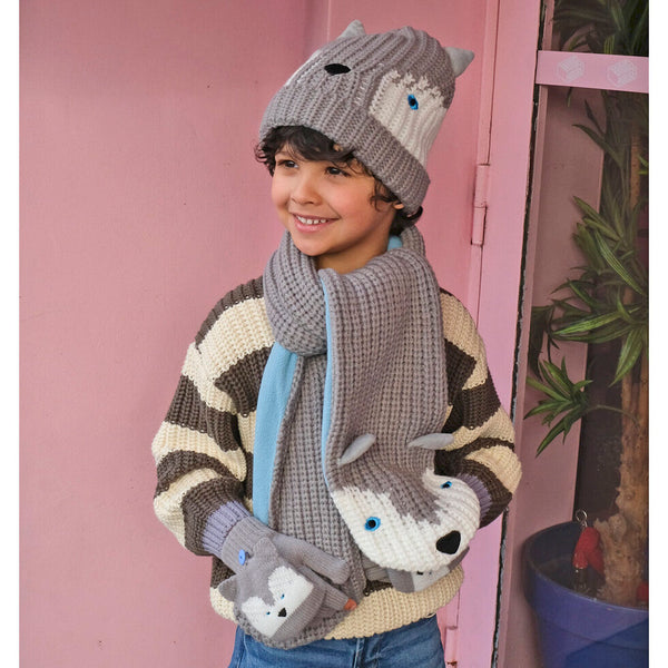 Husky Dog Knitted Hat 3-6 Years