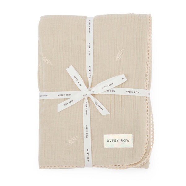 Embroidered Muslin blanket - Grasslands