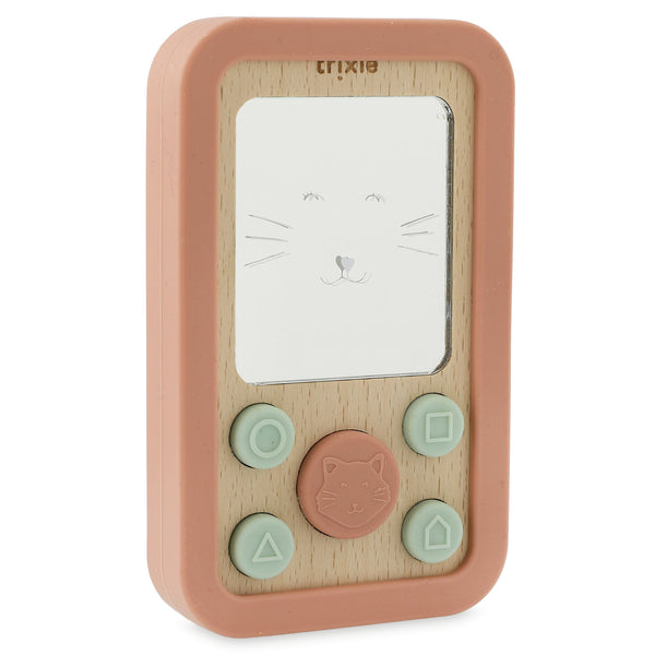 Wooden silicone baby phone - Mrs. Cat