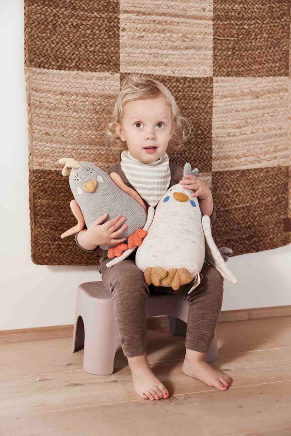 Striped Drool Bib Pack of 2 - Natural / Caramel