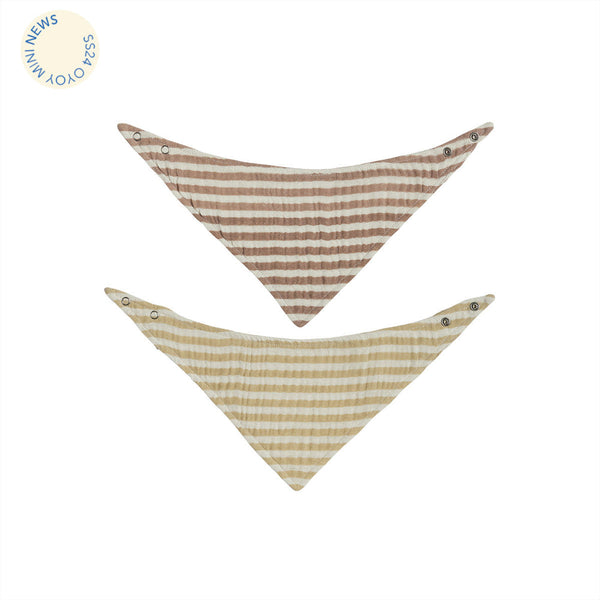 Striped Drool Bib Pack of 2 - Natural / Caramel