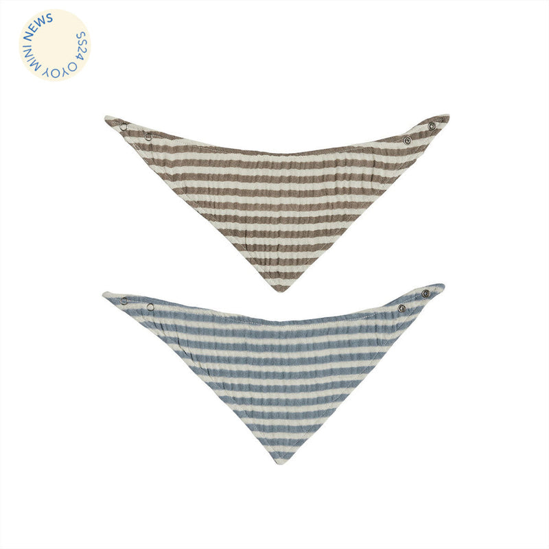 Striped Drool Bib Pack of 2 - Blue / Brown