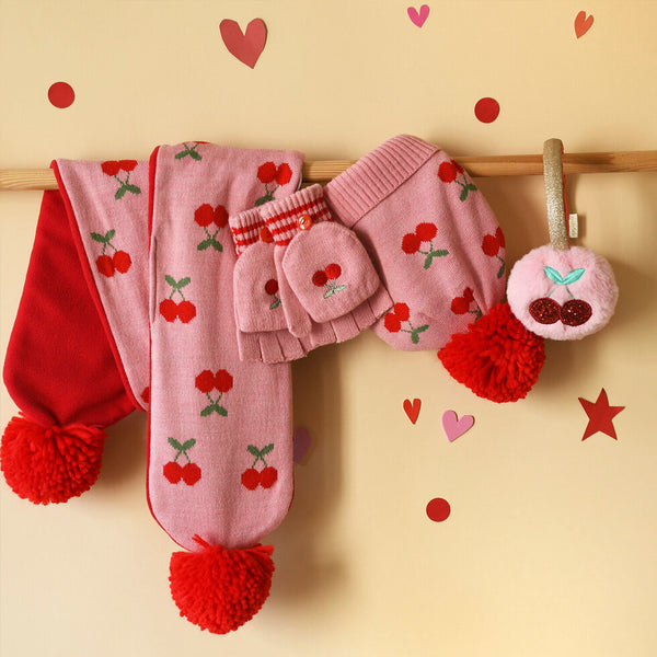 Cheerful Cherry Knitted Gloves 3-6 Years