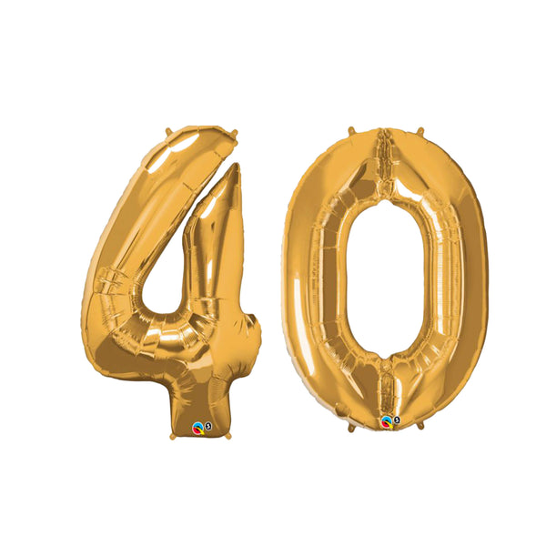 40TH BIRTHDAY GOLD NUMBER FOIL BALLOONS