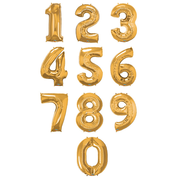 34 INCH GOLD NUMBER FOIL BALLOON (0-9)