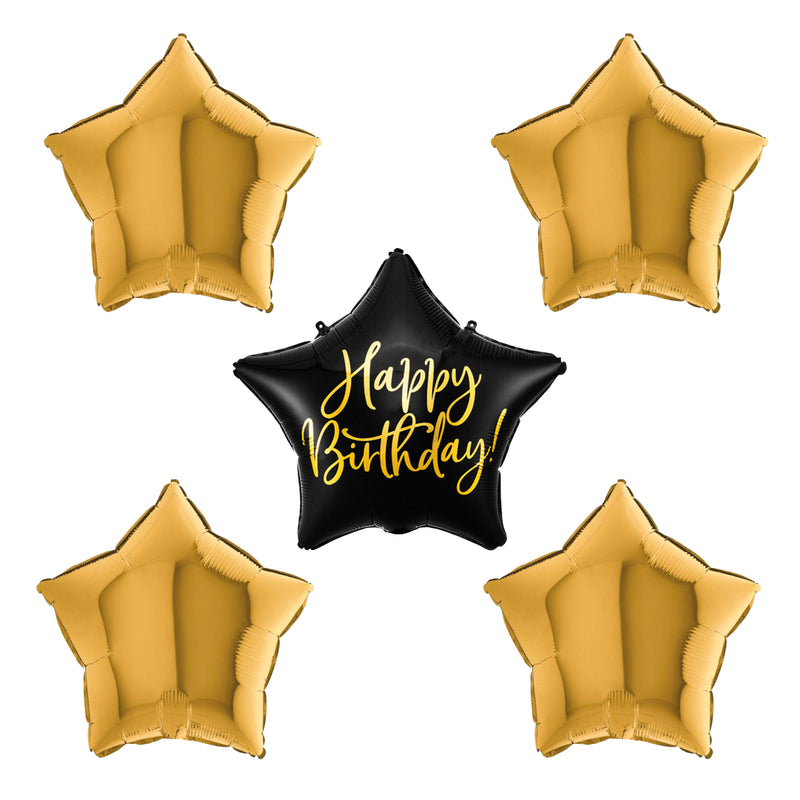 Happy Birthday Balloon Bouquet - gold and black