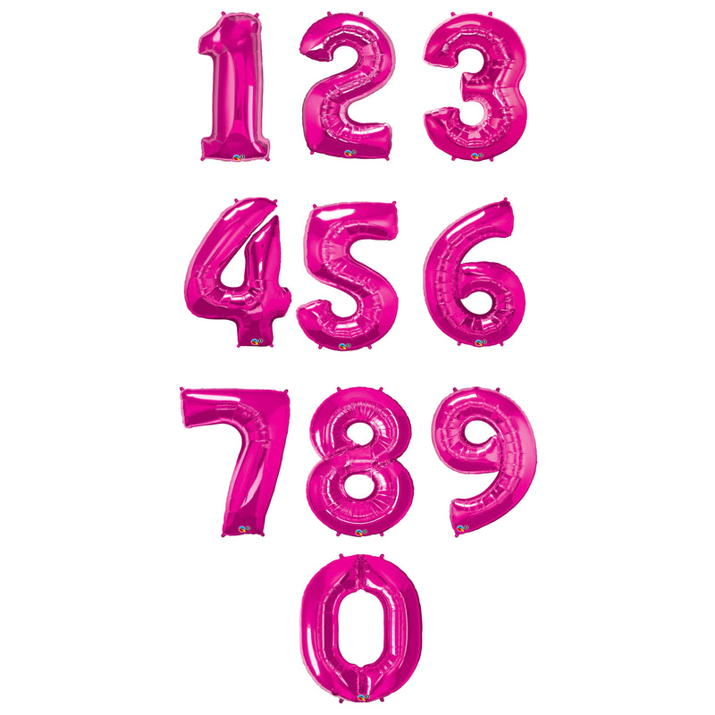 34 INCH MAGENTA NUMBER FOIL BALLOON (0-9)