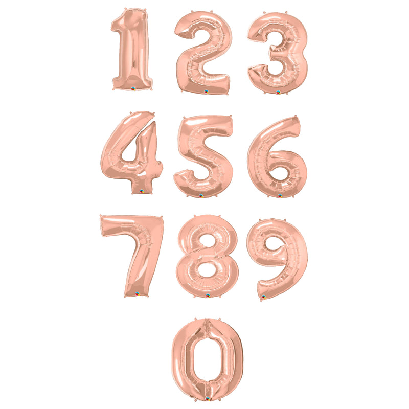 34 INCH ROSE GOLD NUMBER FOIL BALLOON (0-9)