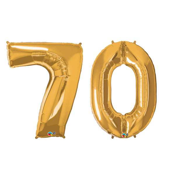 70TH BIRTHDAY GOLD NUMBER FOIL BALLOONS