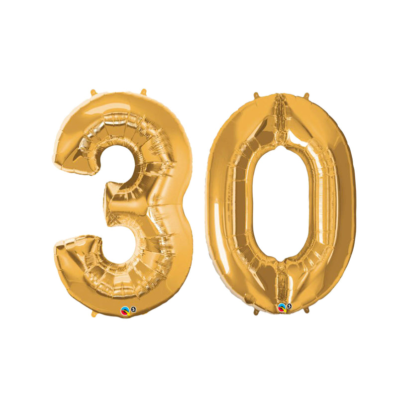 30TH BIRTHDAY GOLD NUMBER FOIL BALLOONS