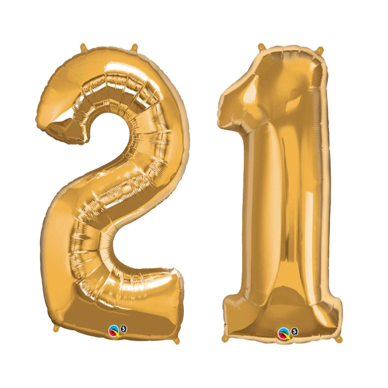 21ST BIRTHDAY GOLD NUMBER FOIL BALLOONS