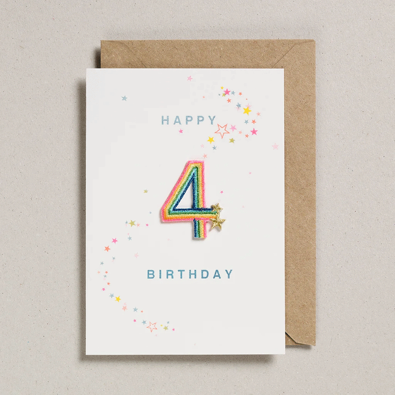 Fourth Birthday Card Rainbow