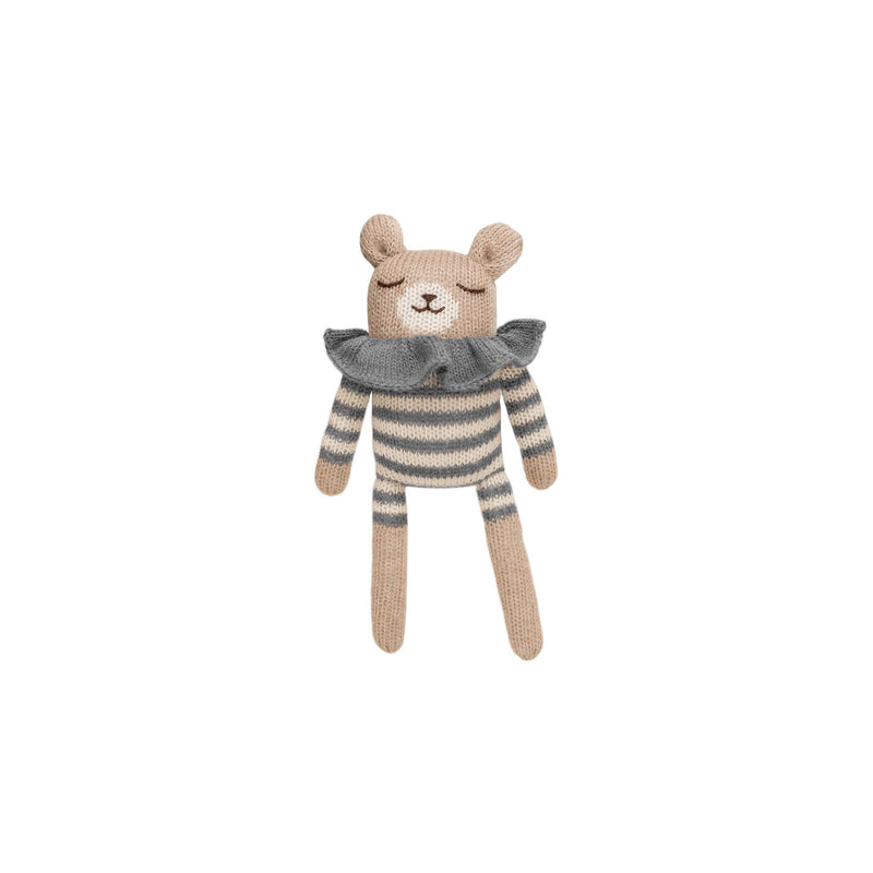 Main Sauvage teddy knit toy - slate striped romper