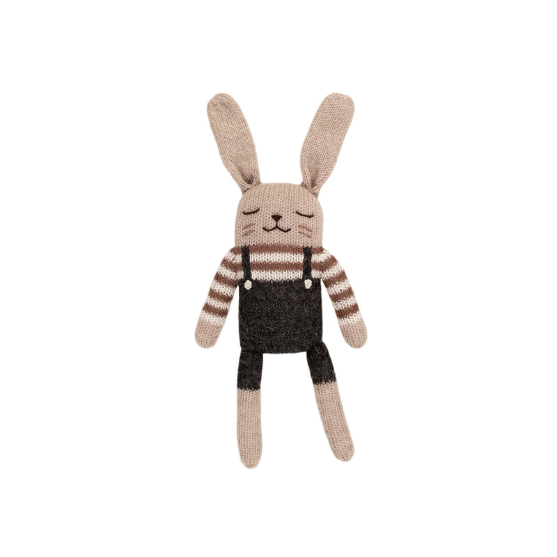 Main Sauvage bunny knit toy - black overalls